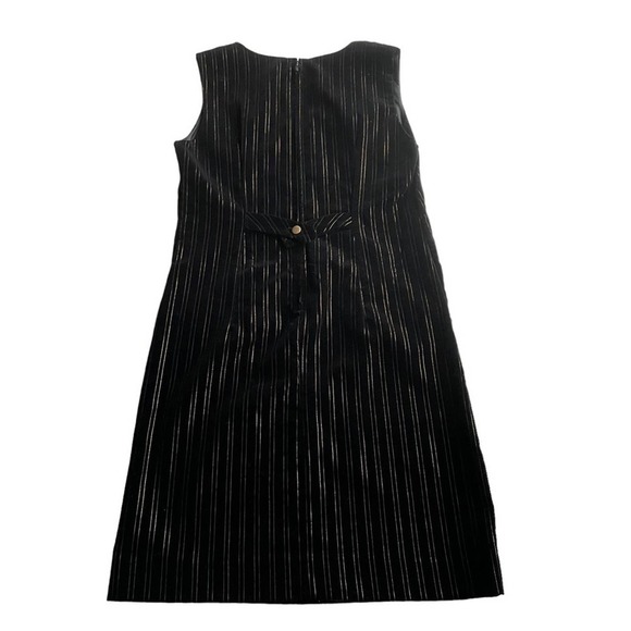 PAWTUCKET Velvet Sheath Dress Black Gold Pinstripe Size Medium VINTAGE - Picture 9 of 10